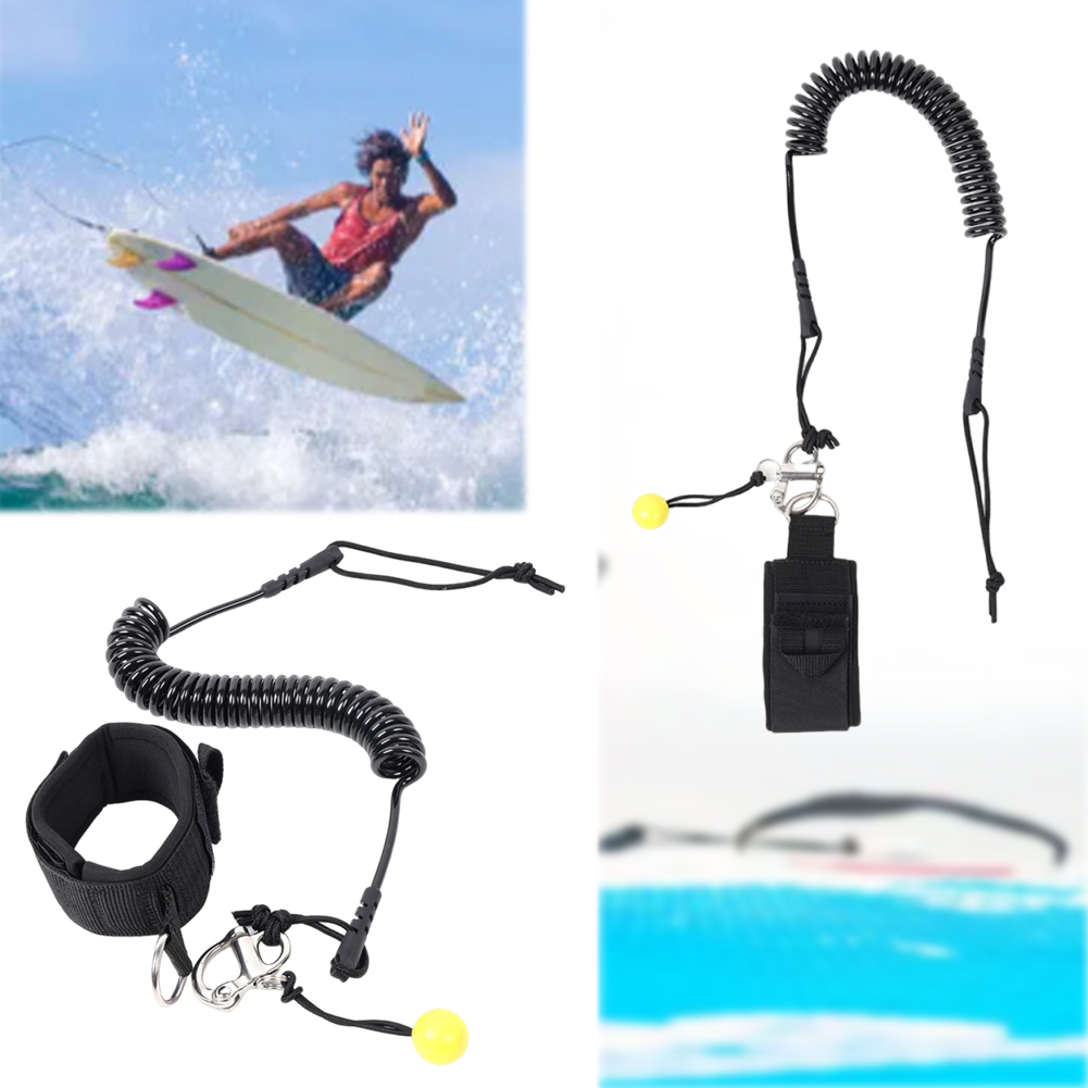 Paddle Board Leash Coiled - Регулируемый спиральный страховочный шнур для серфборда,