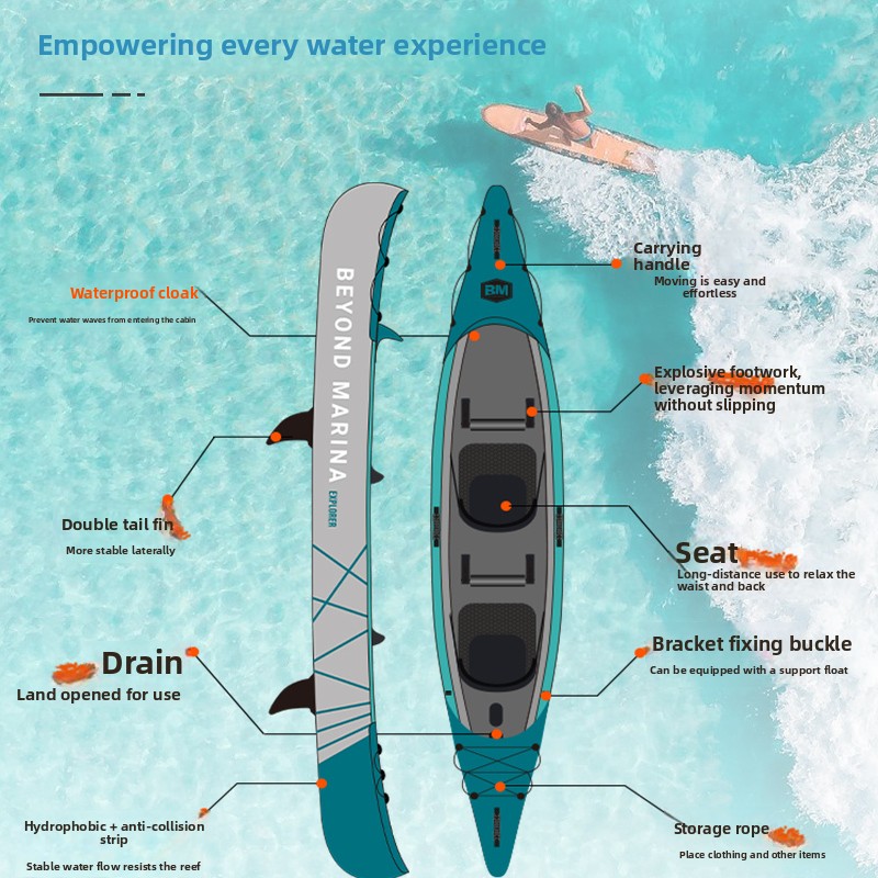 Портативная надувная байдарка  – обзор и цена Inflatable Kayak 3 Person